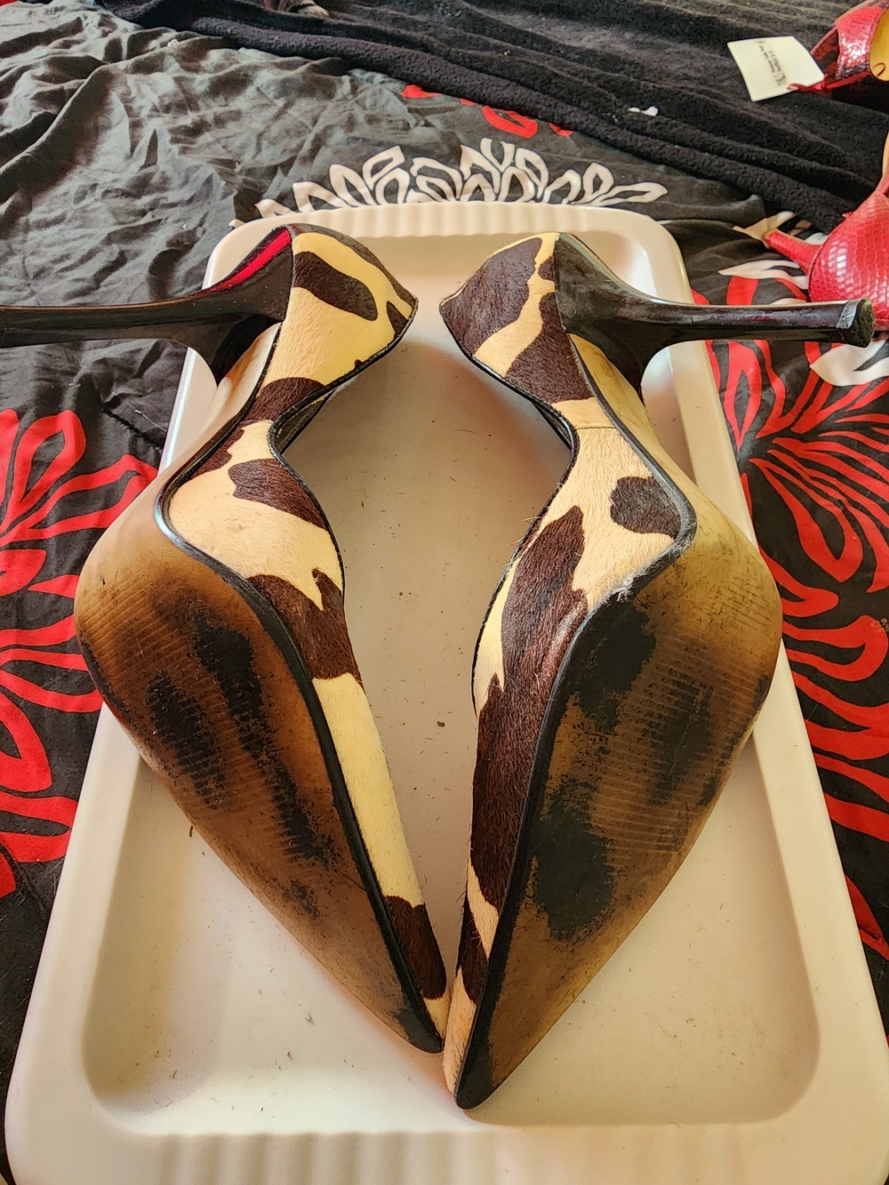 GUESS Brown and White Cowhair Pointed-Toe Pumps - Picture 2 of 2